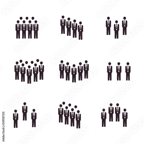 Vector set of people, meeting, crowd in flat style.