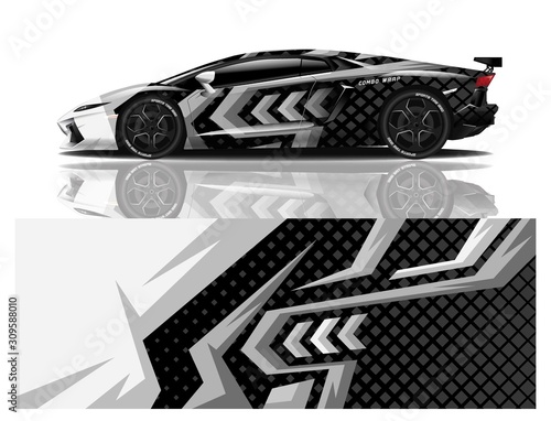 sport car decal wrap design vector