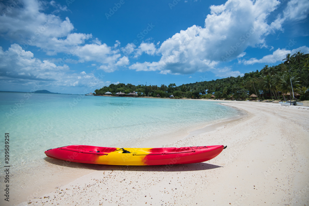 Kayak on sand beach