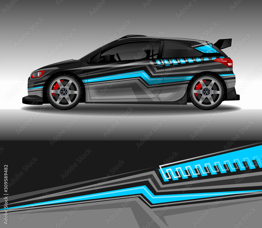 Car wrap decal design vector, custom livery race rally car vehicle sticker and tinting.