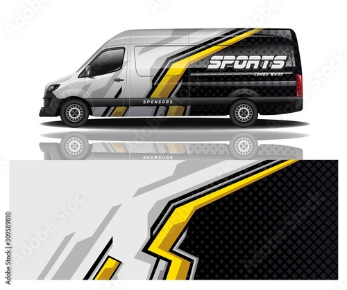 van car decal wrap design vector