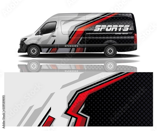 van car decal wrap design vector