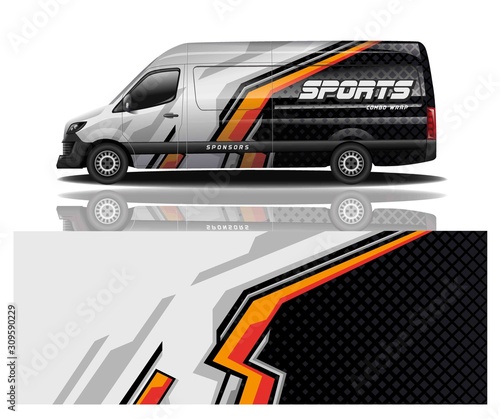 van car decal wrap design vector