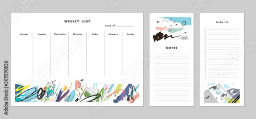 Weekly Planner Template. Organizer and Schedule with Notes and To Do List. Vector. Isolated