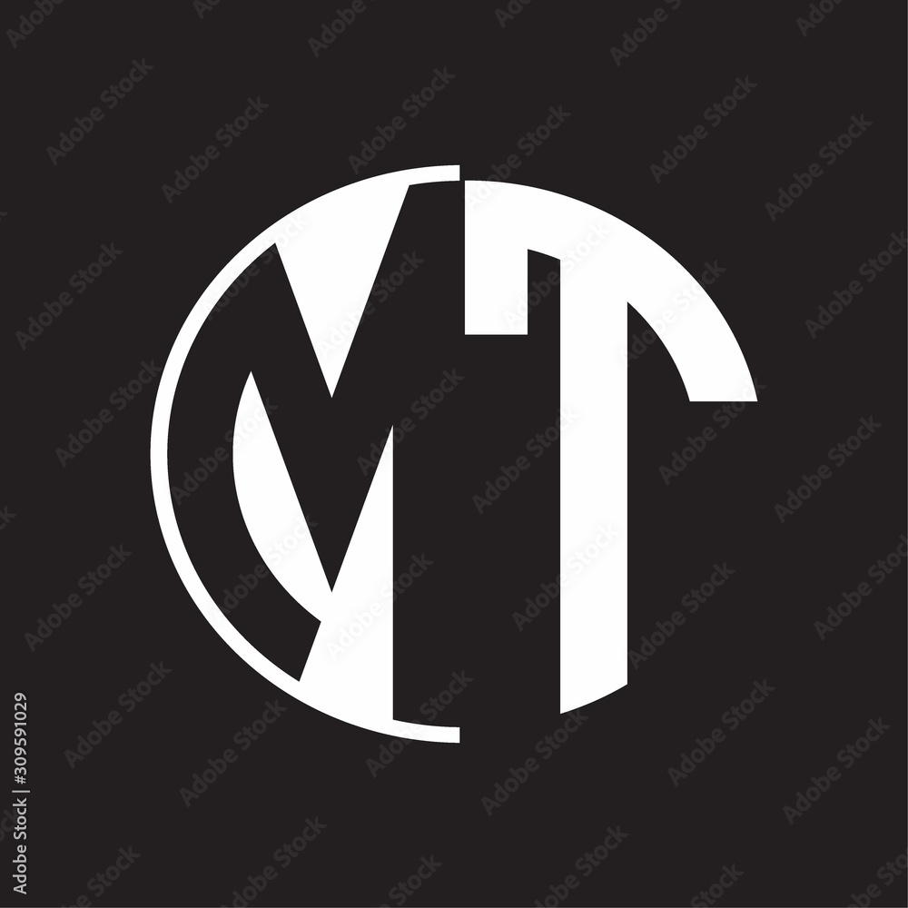 MT Logo monogram with Negative space style design tempate Stock Vector ...
