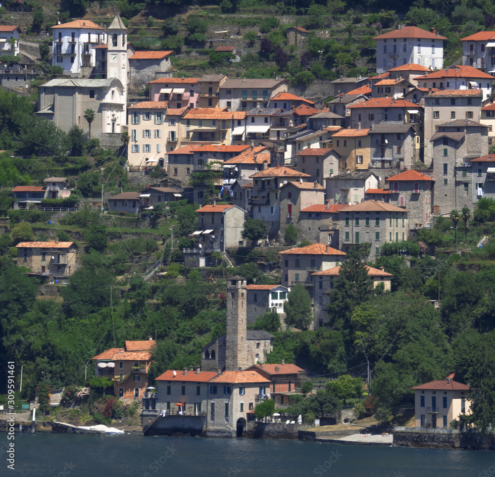 Characteristic Lombard village overlooking the Como Lake