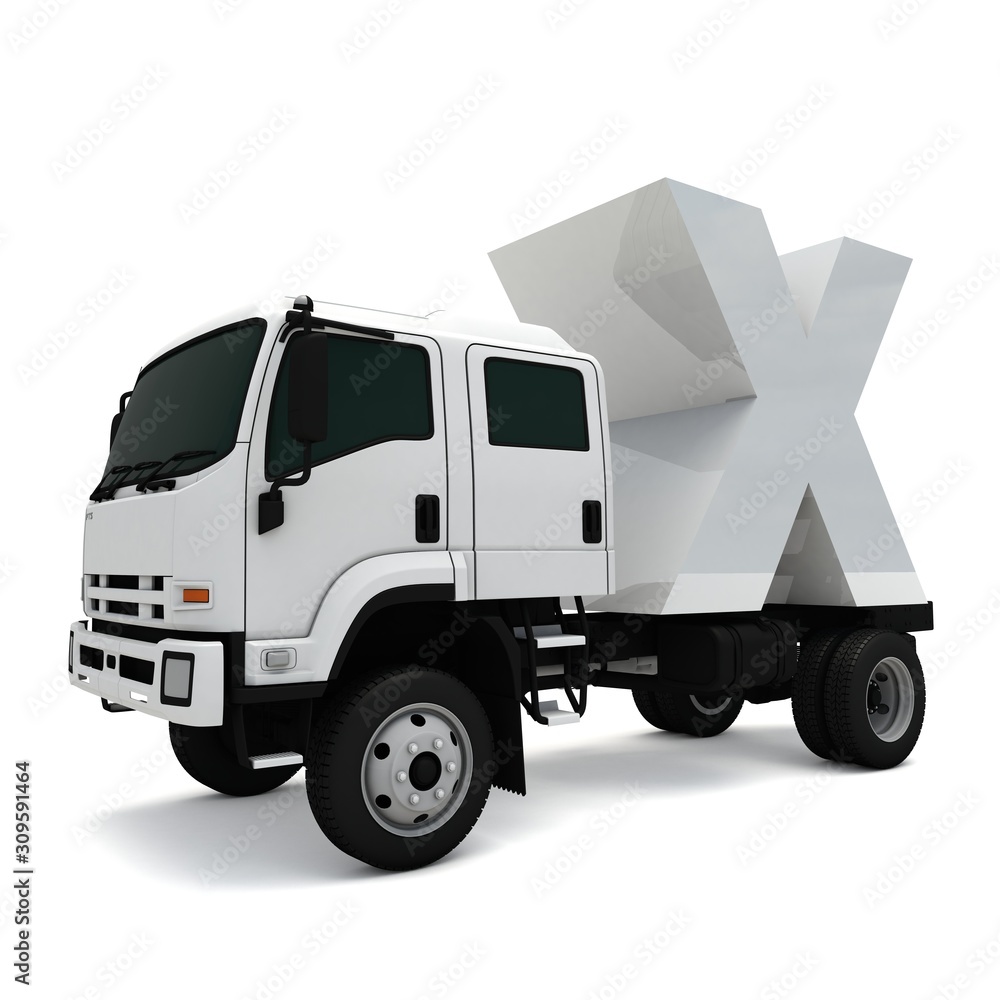 Fototapeta premium 3D illustration of truck with letter X
