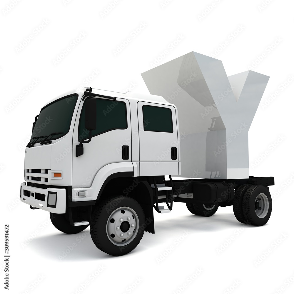 Obraz premium 3D illustration of truck with letter Y