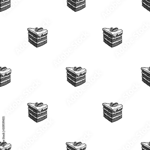 Seamless pattern with carrot cake.