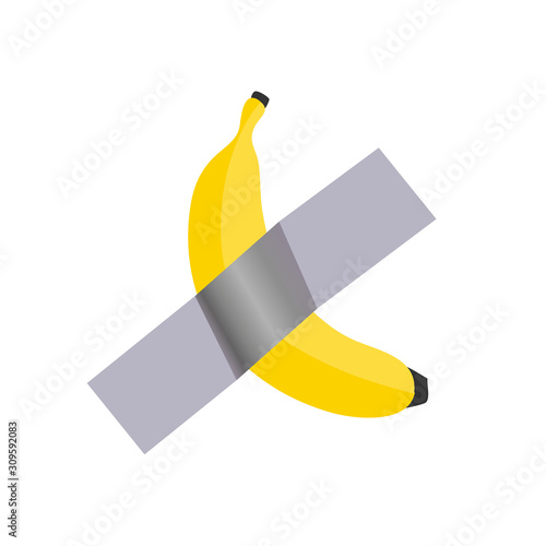 duct tape banana wall white background vector