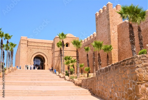Kasbah of the Oudayas entry Bab El Kebir in Rabat Morocco photo