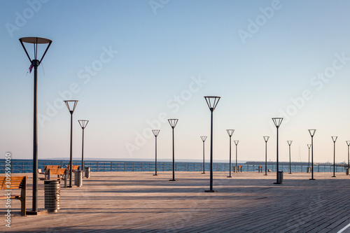 Lanterns on the Molos seafront Promenade in Limassol, Cyprus © Monktwins