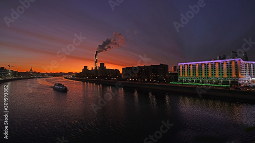 Long-exposure photo of Moscow river at twilight 1