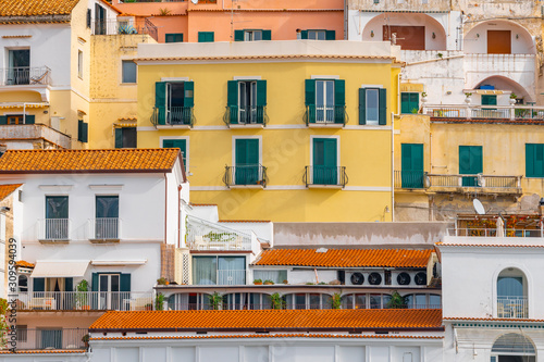 Beautiful colorful houses in Amalfi. Amalfi coast.