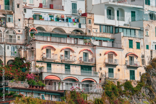 Beautiful colorful houses in Amalfi. Amalfi coast.