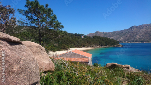 Schilderij op canvas View on Praia de Gures, a beach in Cee, Galicia, Spain, close to the A-550 road