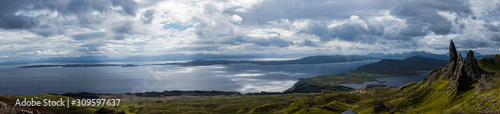 Panoramic shot from Old Man of Storr at the Isle of Skye, Scotland