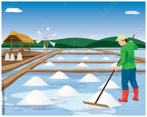 agriculturist work in saline field vector design