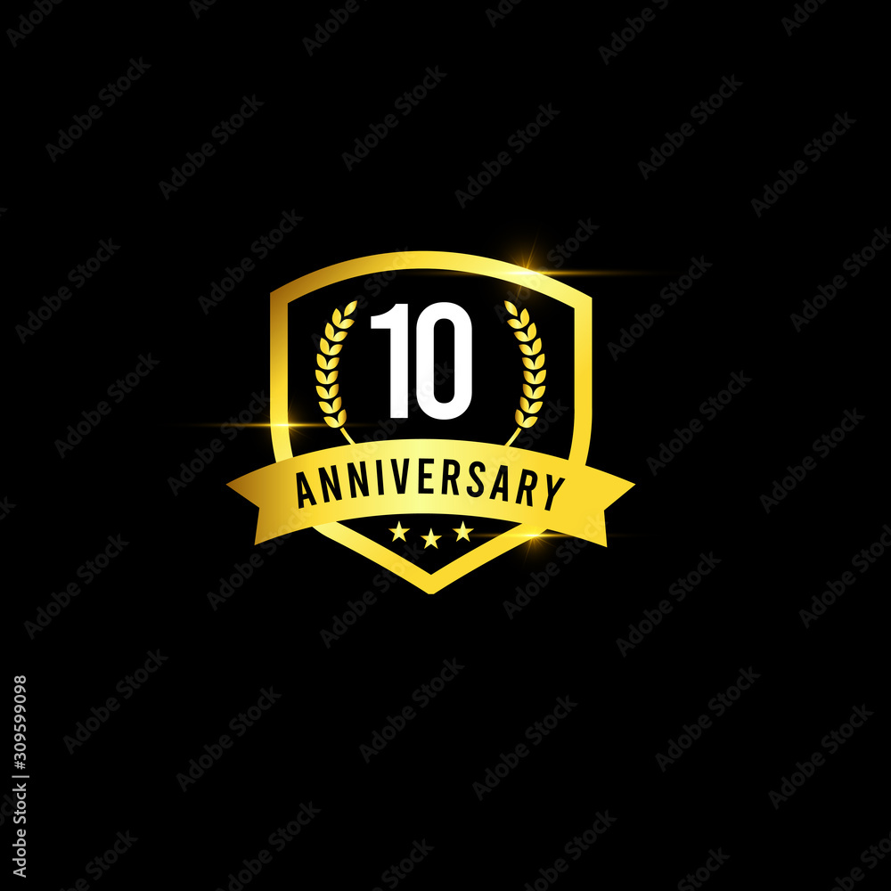 10 Years Anniversary Gold Emblem Old Design Logo Vector Template Illustration 10 Years Anniversary Gold Emblem Old Design Logo Vector Template Illustration
