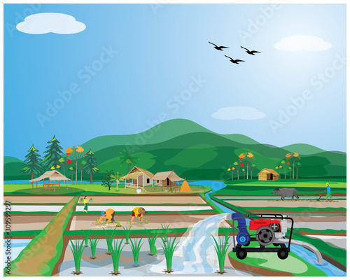 lifestyle of farmer at countryside vector design