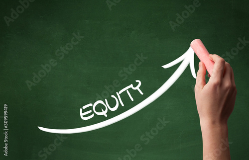 Wallpaper Mural Hand drawing EQUITY inscription with white chalk on blackboard, business concept Torontodigital.ca