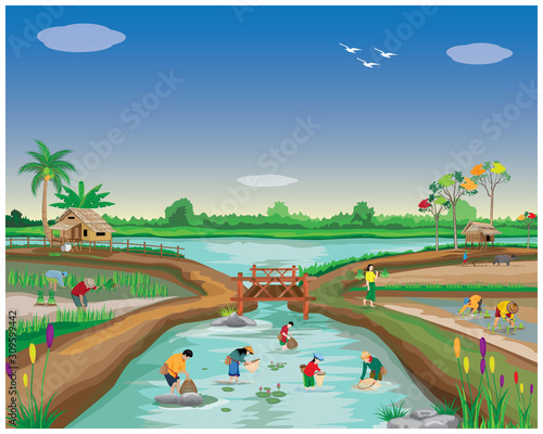 lifestyle of people at countryside vector design