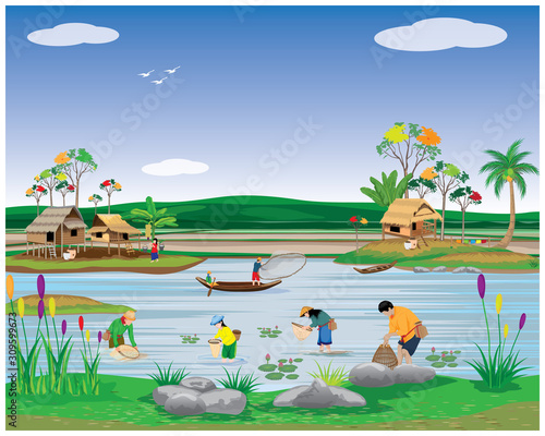 lifestyle of people at countryside vector design