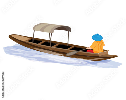 one man with canoe vector design
