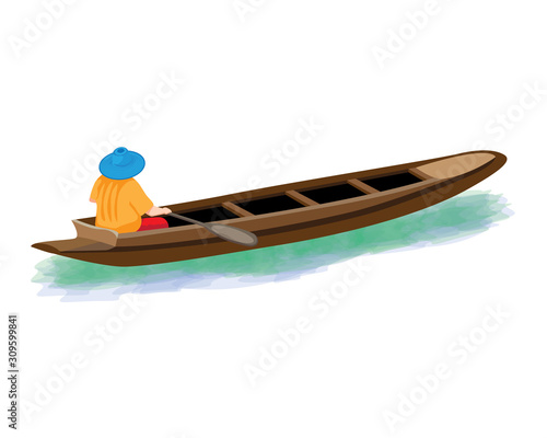 one man with canoe vector design