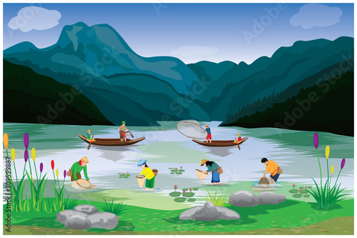 lifestyle of people at countryside vector design