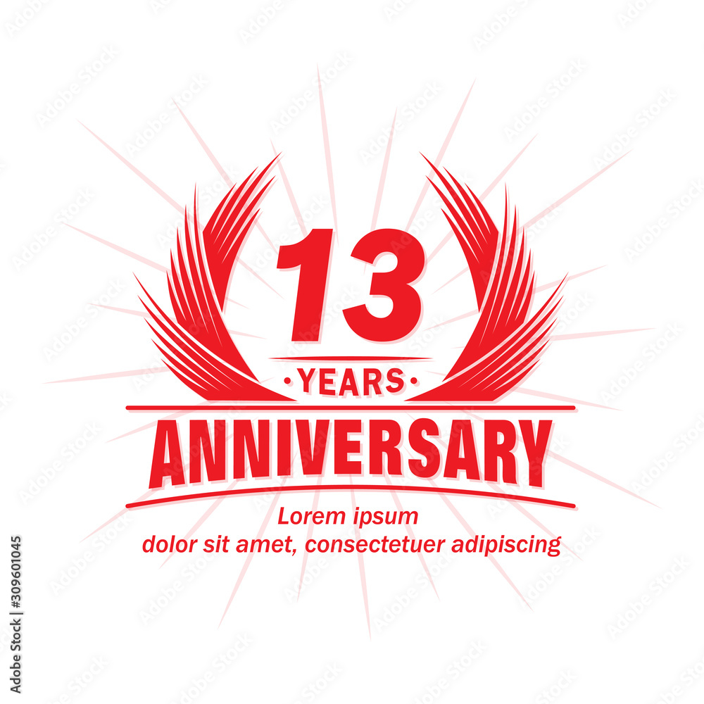 13 years logo design template. 13th anniversary vector and illustration. 13 years logo design template. 13th anniversary vector and illustration.