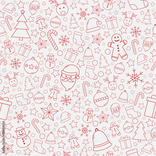 Beautiful Xmas pattern with ornaments. Christmas wrapping paper concept. Vector