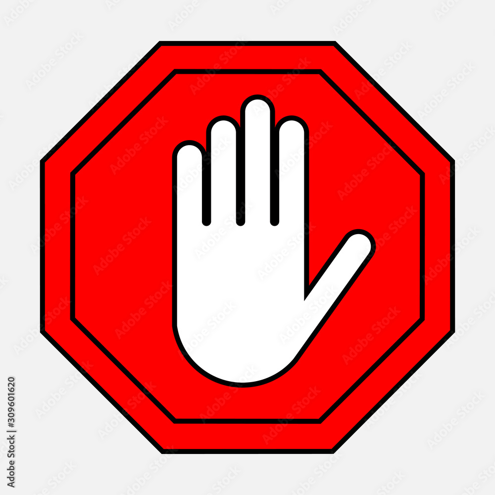 Obraz premium A red octagonal stop sign arm, STOP prohibits