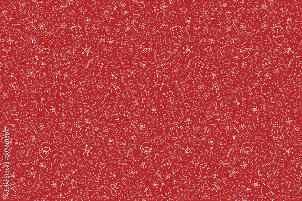 Fototapeta premium Beautiful Xmas texture with decorations. Christmas wallpaper concept. Vector