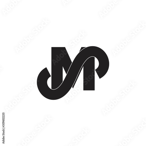 letter ms simple linked logo vector