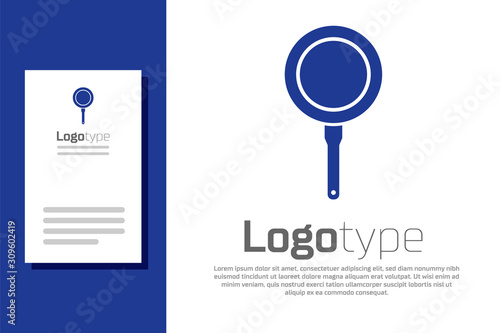 Blue Frying pan icon isolated on white background. Fry or roast food symbol. Logo design template element. Vector Illustration