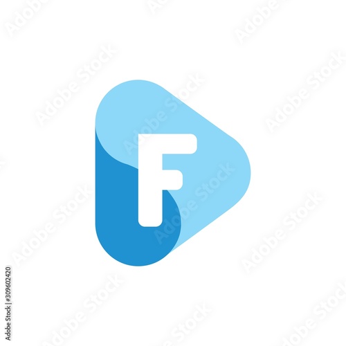 letter f symbol triangle negative space logo vector