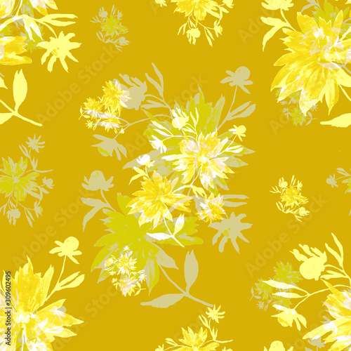Watercolor seamless pattern. Illustration. Flowers
