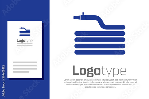 Blue Garden hose or fire hose icon isolated on white background. Spray gun icon. Watering equipment. Logo design template element. Vector Illustration