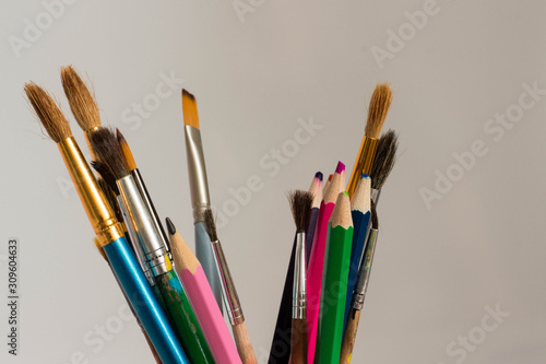 pencils and brushes