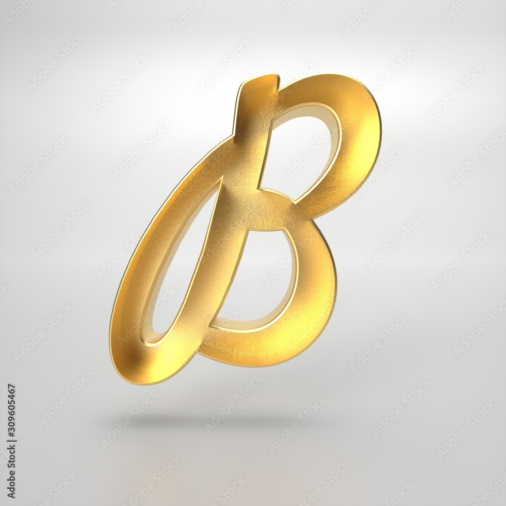 3d rendering of the letter B in gold metal on a white isolated background. 3d rendering of the letter B in gold metal on a white isolated background.