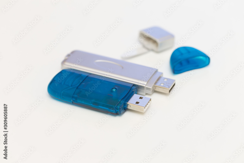 Fototapeta premium USB pen stick, white background