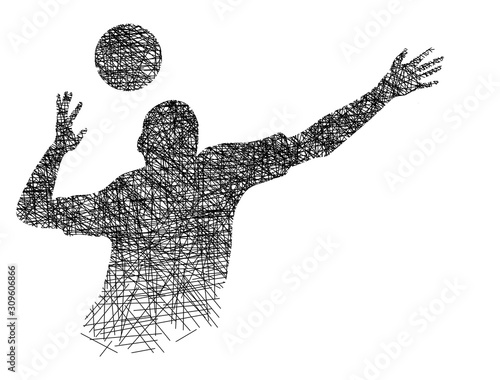 Volleyball - Strich - Ink - 1