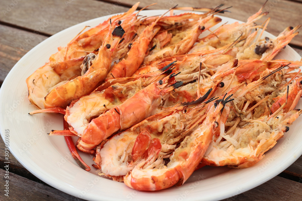 plate of fresh prawn seafood