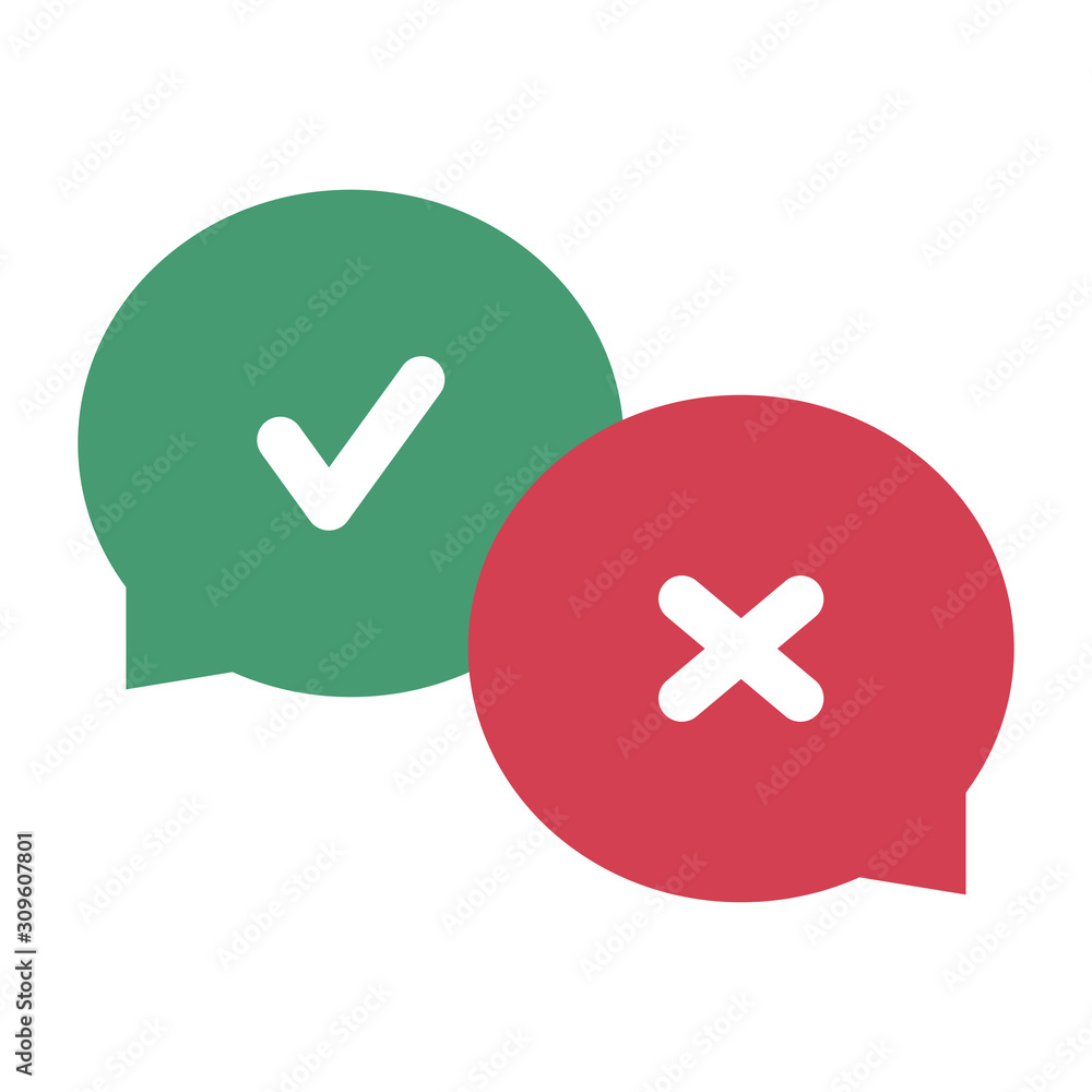 Obraz premium Vote concept, good and bad feedback, positive and negative feedback, flat design vector illustration