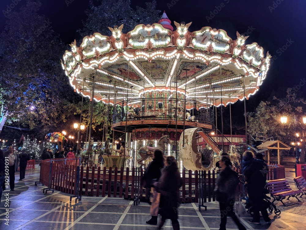 carusel,thessaloniki,christmas,lights,trees