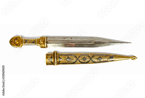 Photographie Isolated White Background Antique Dagger, Isolated White Background Antique Dagg
