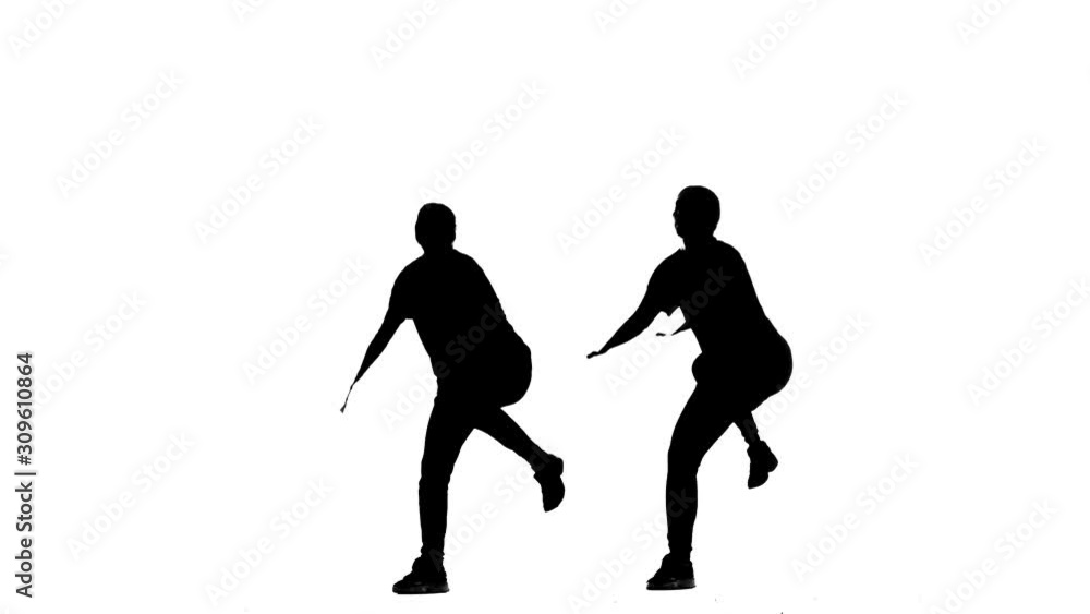 black silhouette on a white background, girls duet dance hip hop, street dance, isolated black silhouette on a white background, girls duet dance hip hop, street dance, isolated