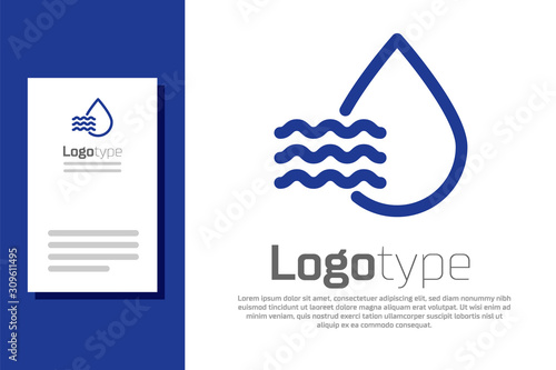 Blue Water drop percentage icon isolated on white background. Humidity analysis. Logo design template element. Vector Illustration