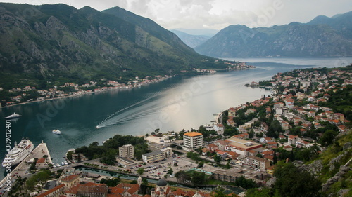 view of bay of  Kotor and Dobrota area of Kotor city from the path to Castle Of San Giovanni © Mentor56